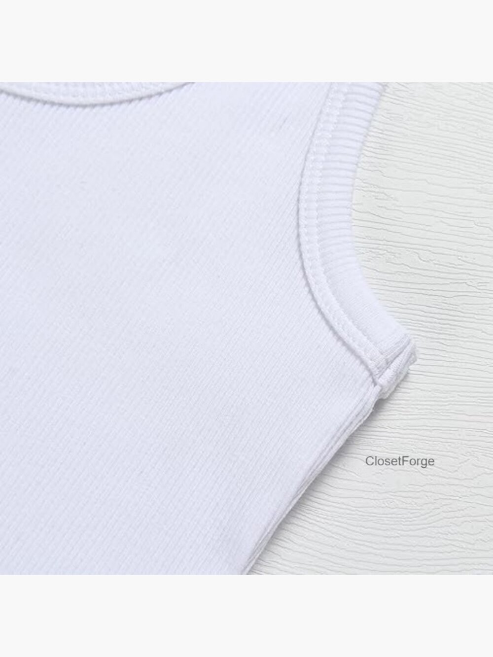 Scoop Neck Sleeveless Ribbed Knit Fitted Casual Crop Tank Top - Picture 4 of 7